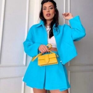 Zara Blue Pleated Skirt